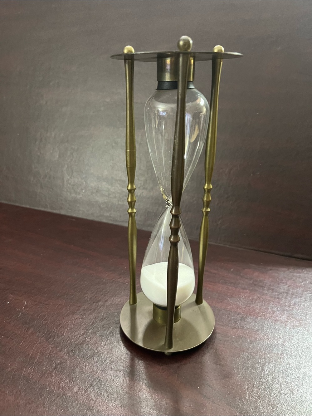 Vintage Leonard Silver Mfg Co Solid Brass Hour Glass White Sand Time